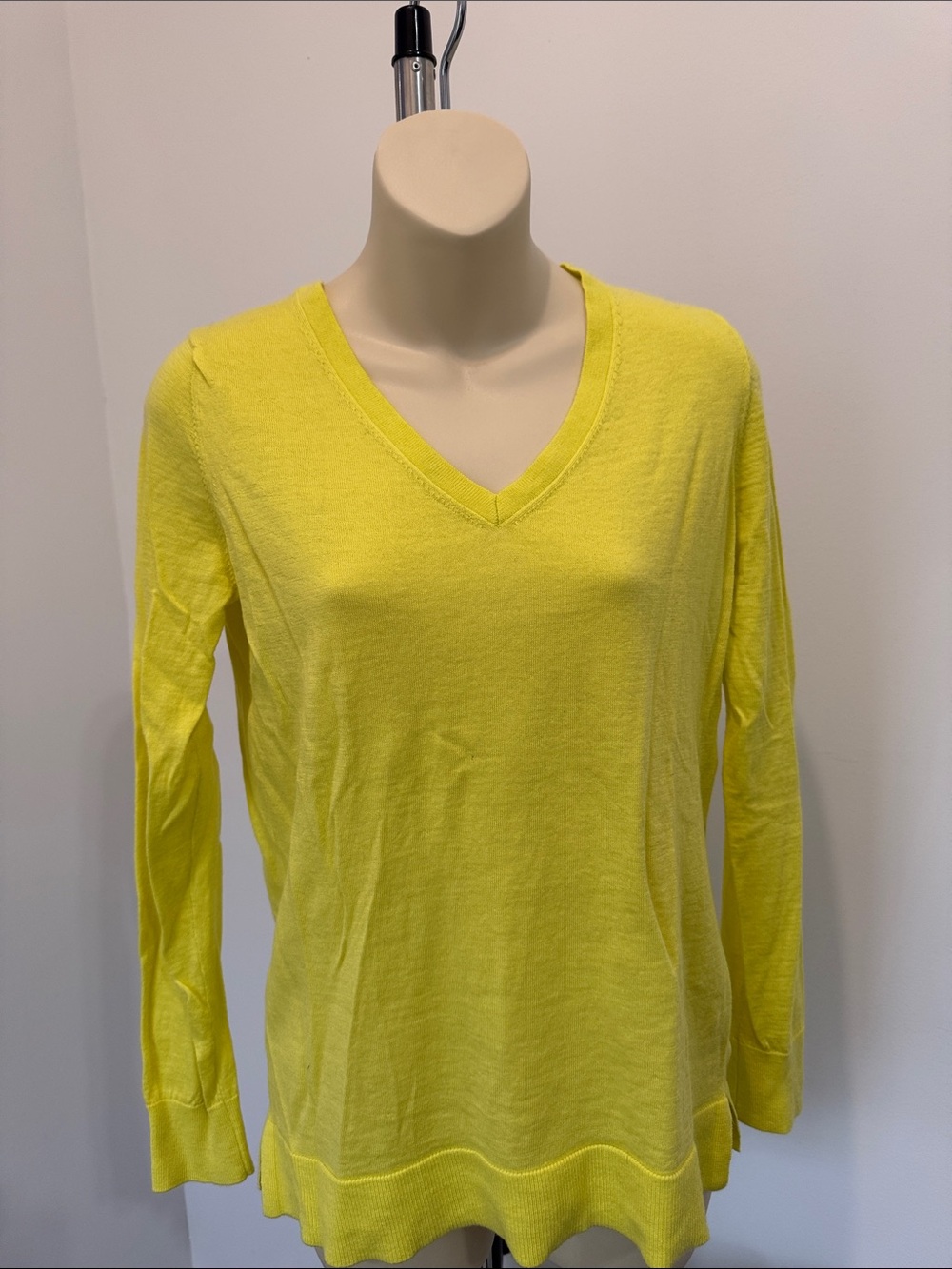 Banana Republic Bright Yellow V-Neck Long Sleeve Top